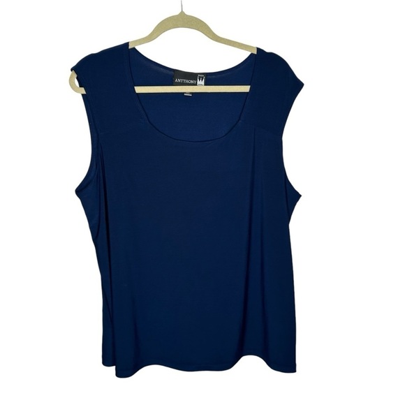 New ANTTHONY Gold Button Trim Military Jacket Women's Size 1X Navy Blue & Tank - Picture 2 of 7